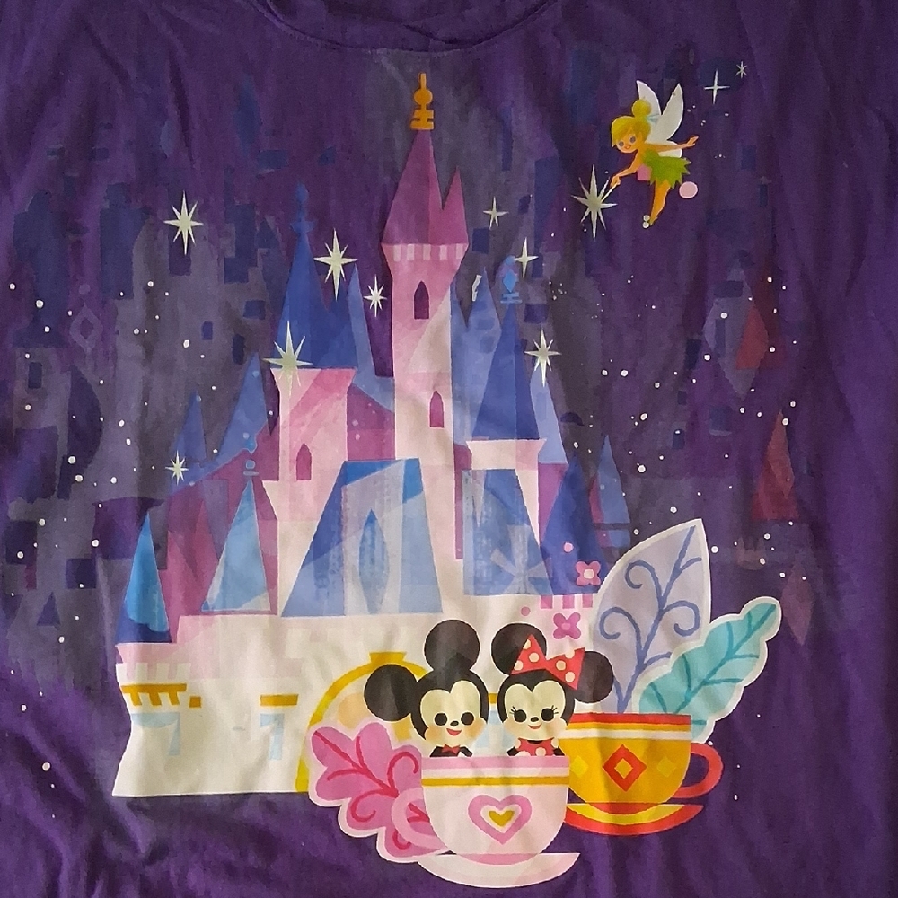 Disney Joey Chou 1x Purple T-Shirt Castle, Teacups, Tinkerbelle, Mickey & Minnie - Picture 5 of 6